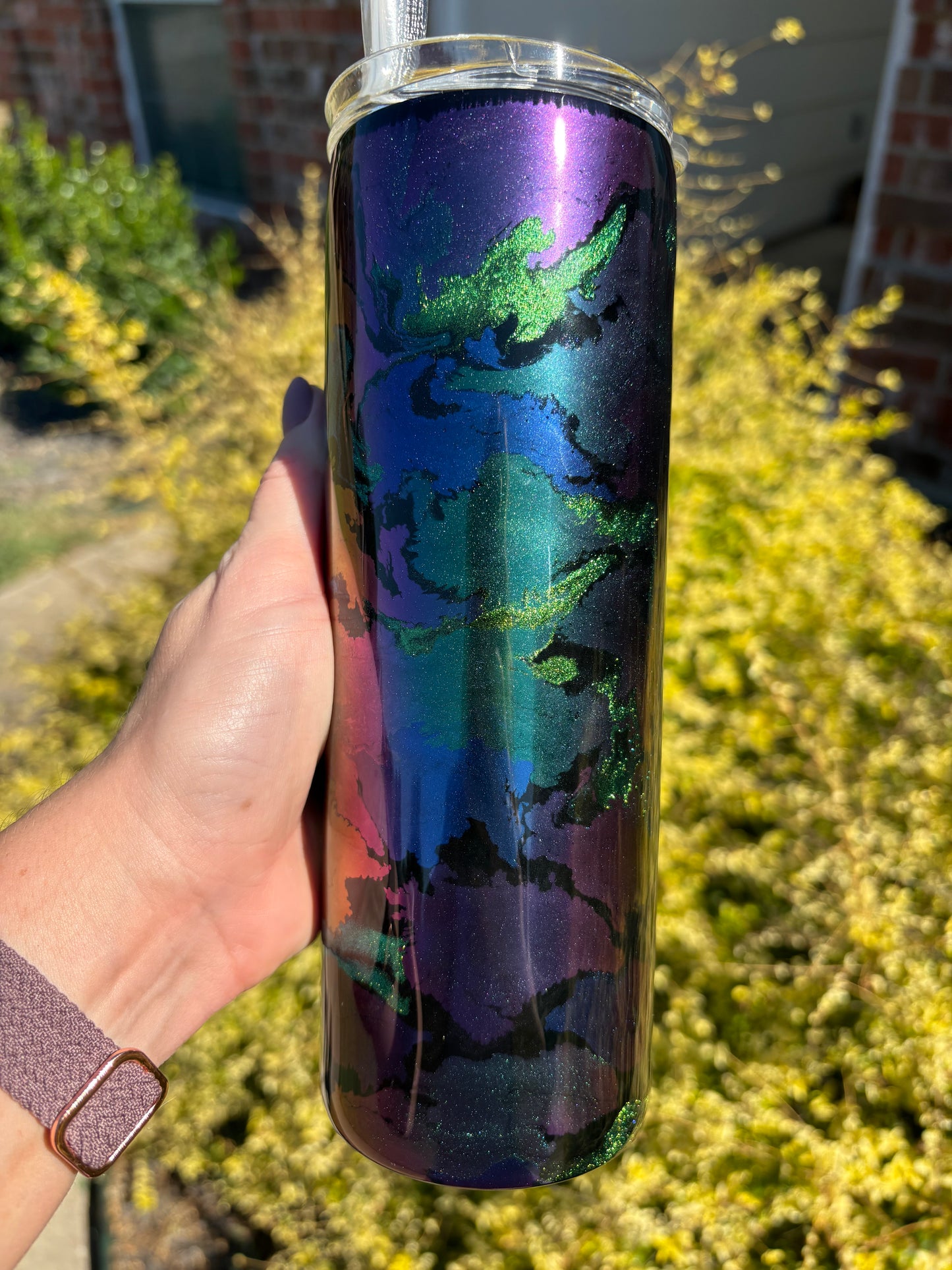 Oil Slick Ink Swirl Tumbler