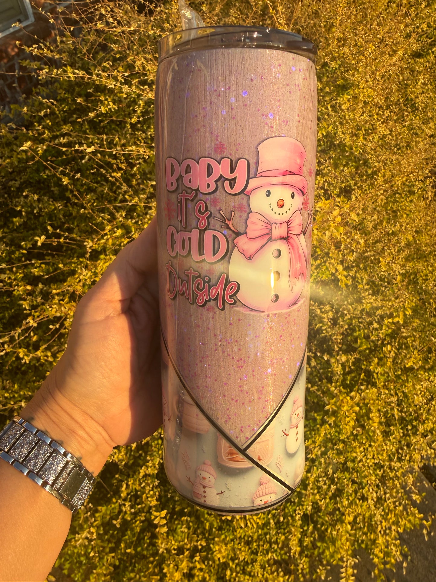 Snowman Glitter Tumbler