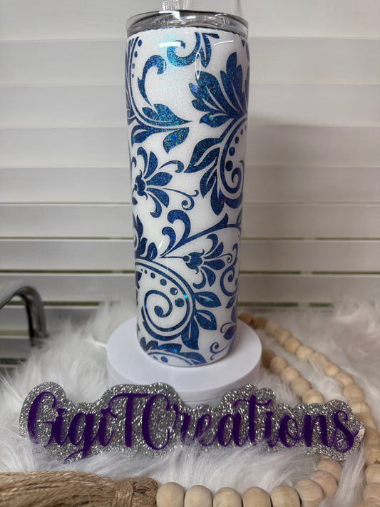 Blue Glitter Filagree Peekaboo