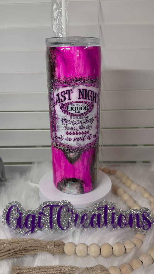 "Last Night" Pink Woodgrain/Glitter Peekaboo