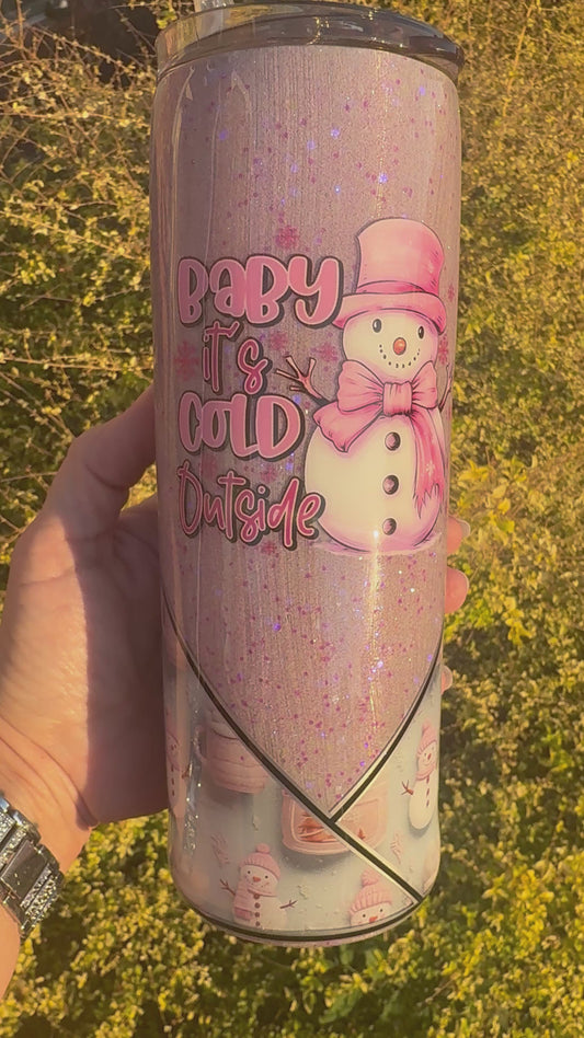 Snowman Glitter Tumbler