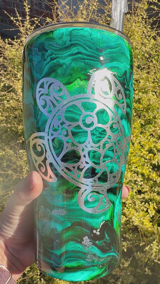 Sea Turtle Ink Swirl Tumbler